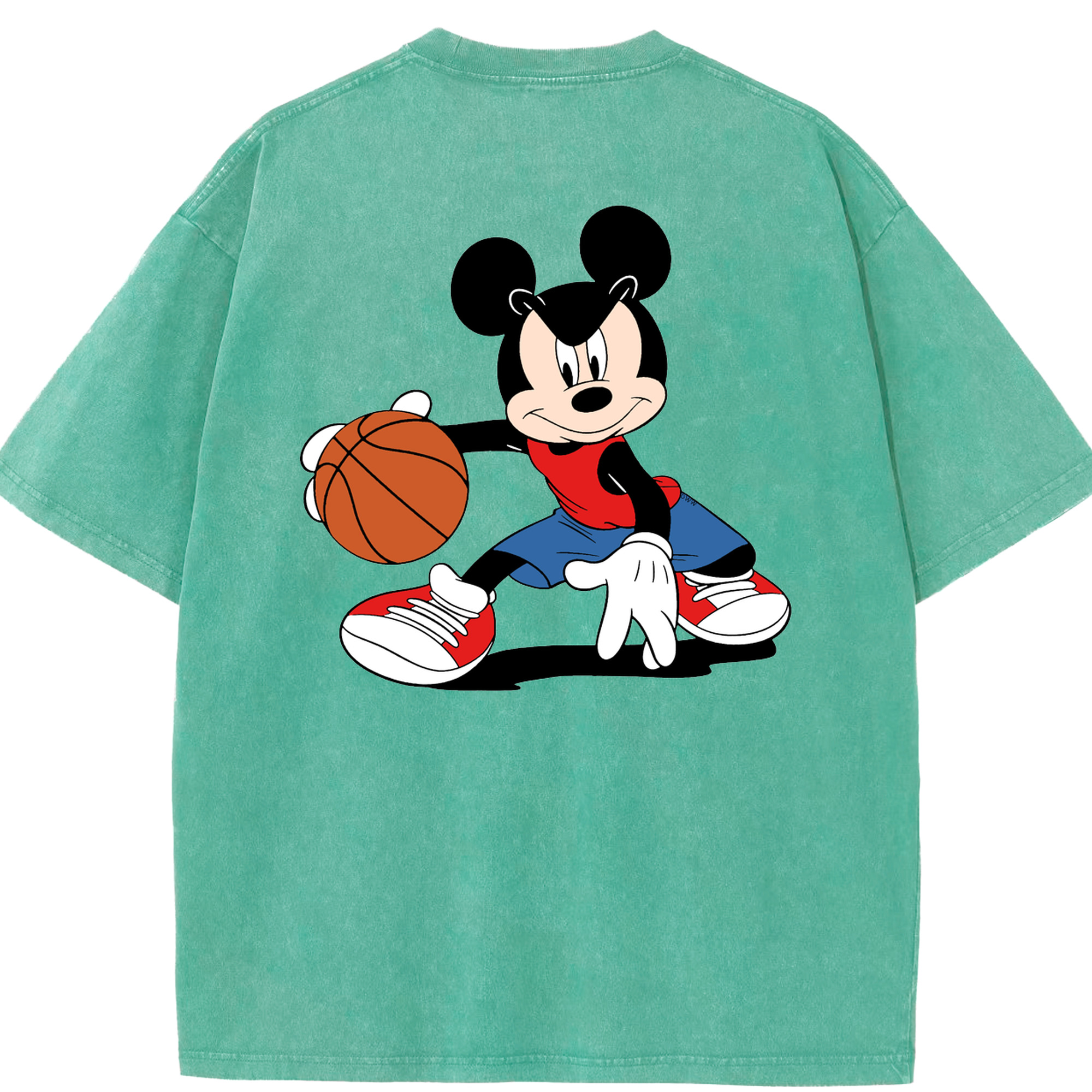 （画像用） ミッキーマウス Mickey Mouse 綿100% ヴィンテージ風 半袖Tシャツ（背面プリント）